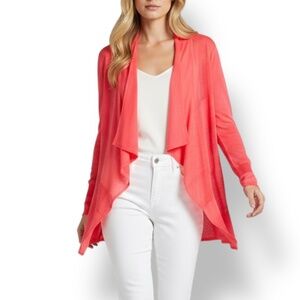 4/$20 INC International Concepts Petite Sheer Knit Drape Cardigan Hot Pink Hi-Lo